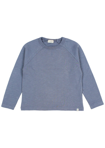 Blue long-sleeve shirt on a white background