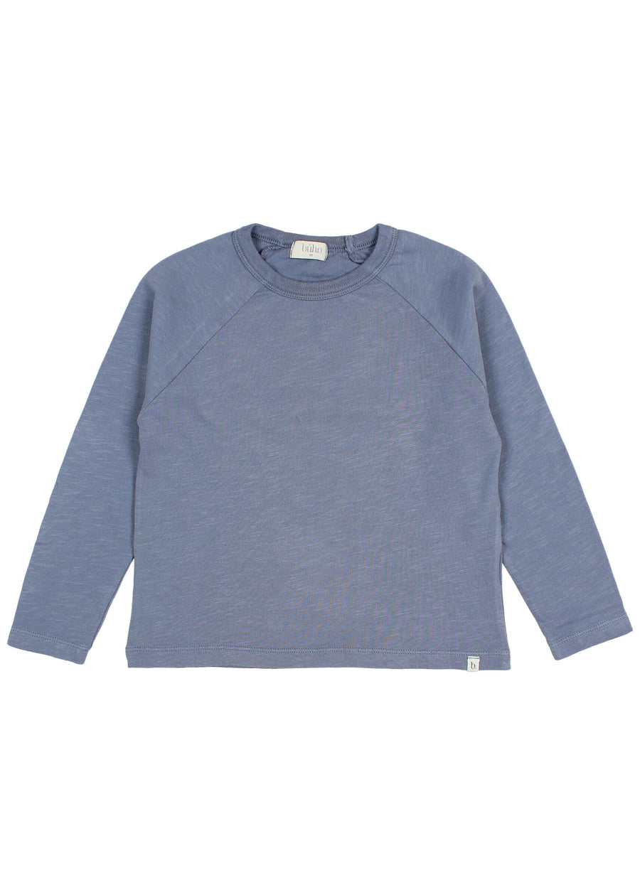 Blue long-sleeve shirt on a white background