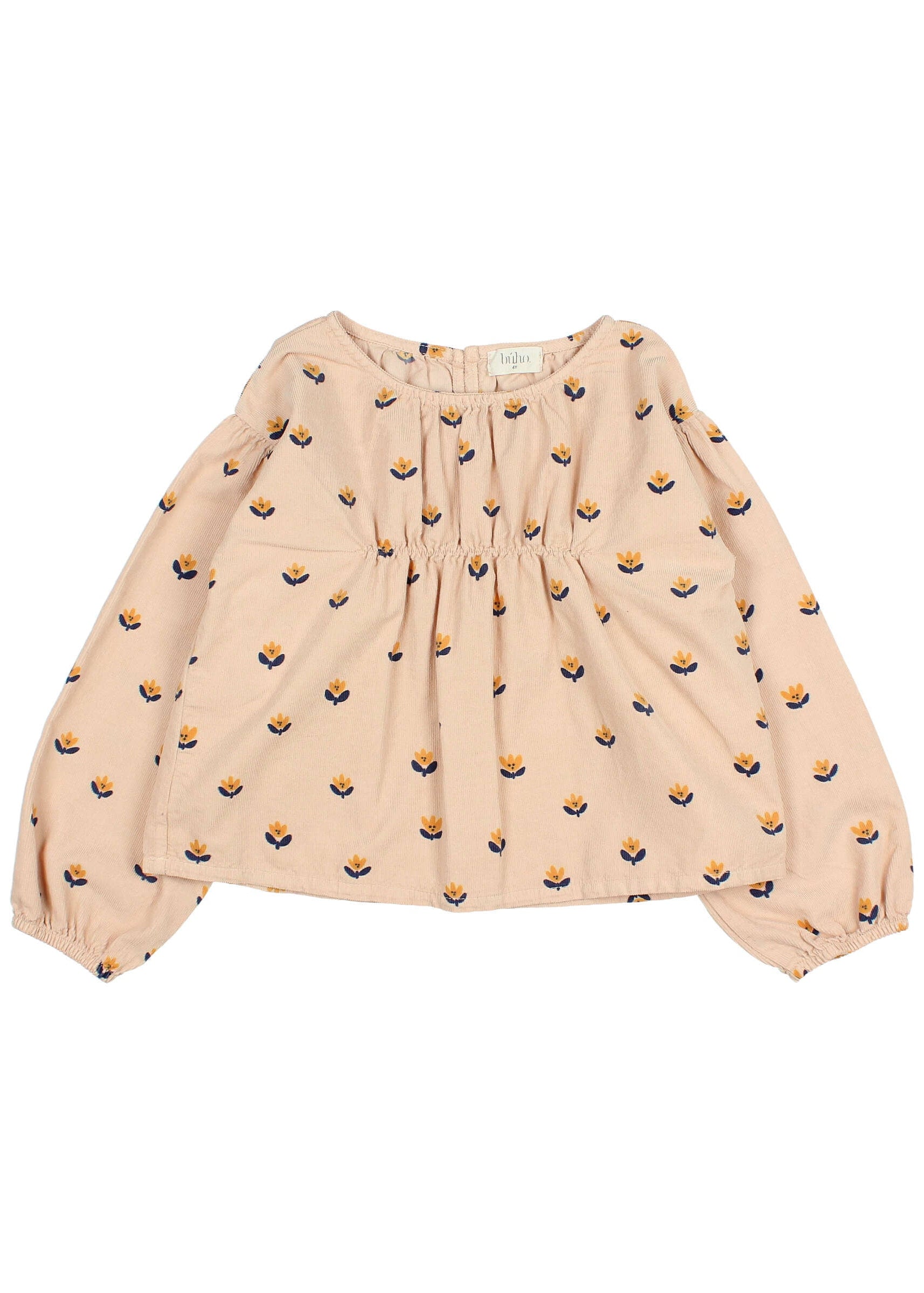 Beige blouse with floral pattern on a white background