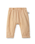 STRIPED BUTTON PANTS - OCHER