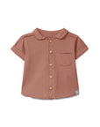 COLLARED BUTTON SHIRT - TERRACOTTA
