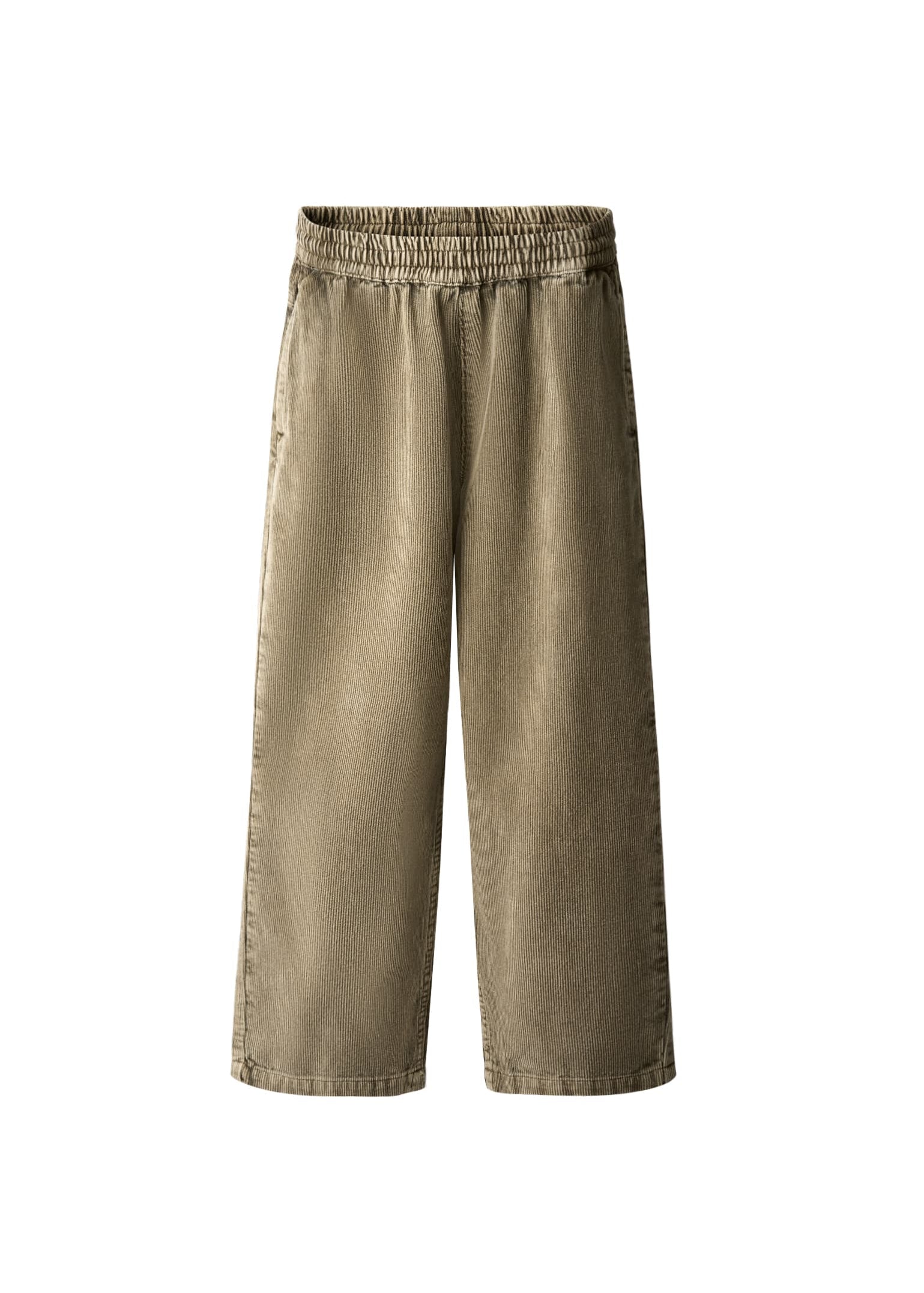 Beige wide-leg pants on a white background