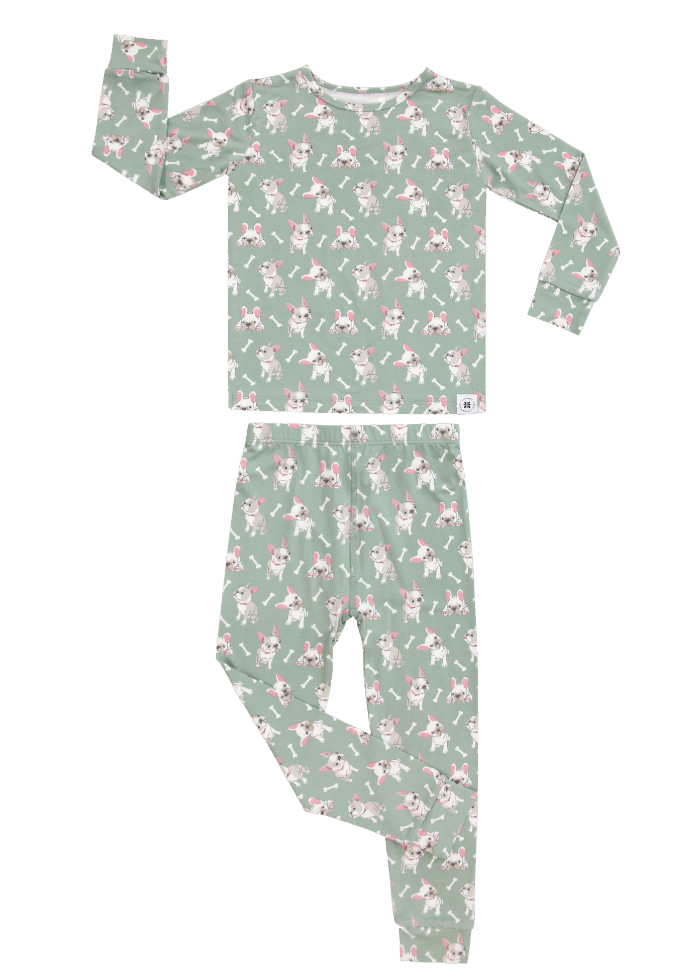 Children's pajama set with floral pattern on a white background