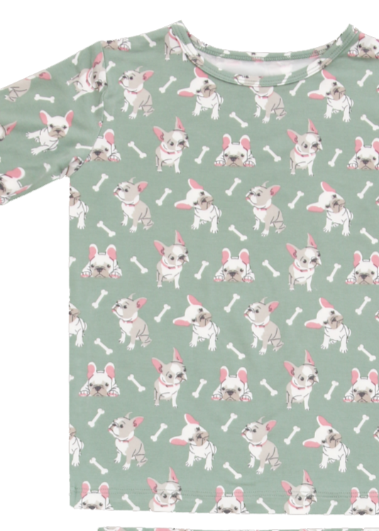 Children's pajama set with floral pattern on a white background