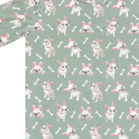 Children's pajama set with floral pattern on a white background