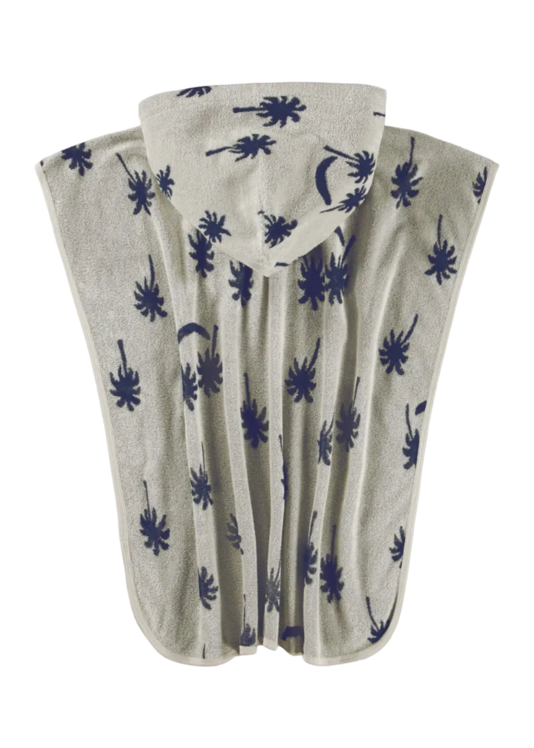 Folded towel with blue floral pattern on a white background