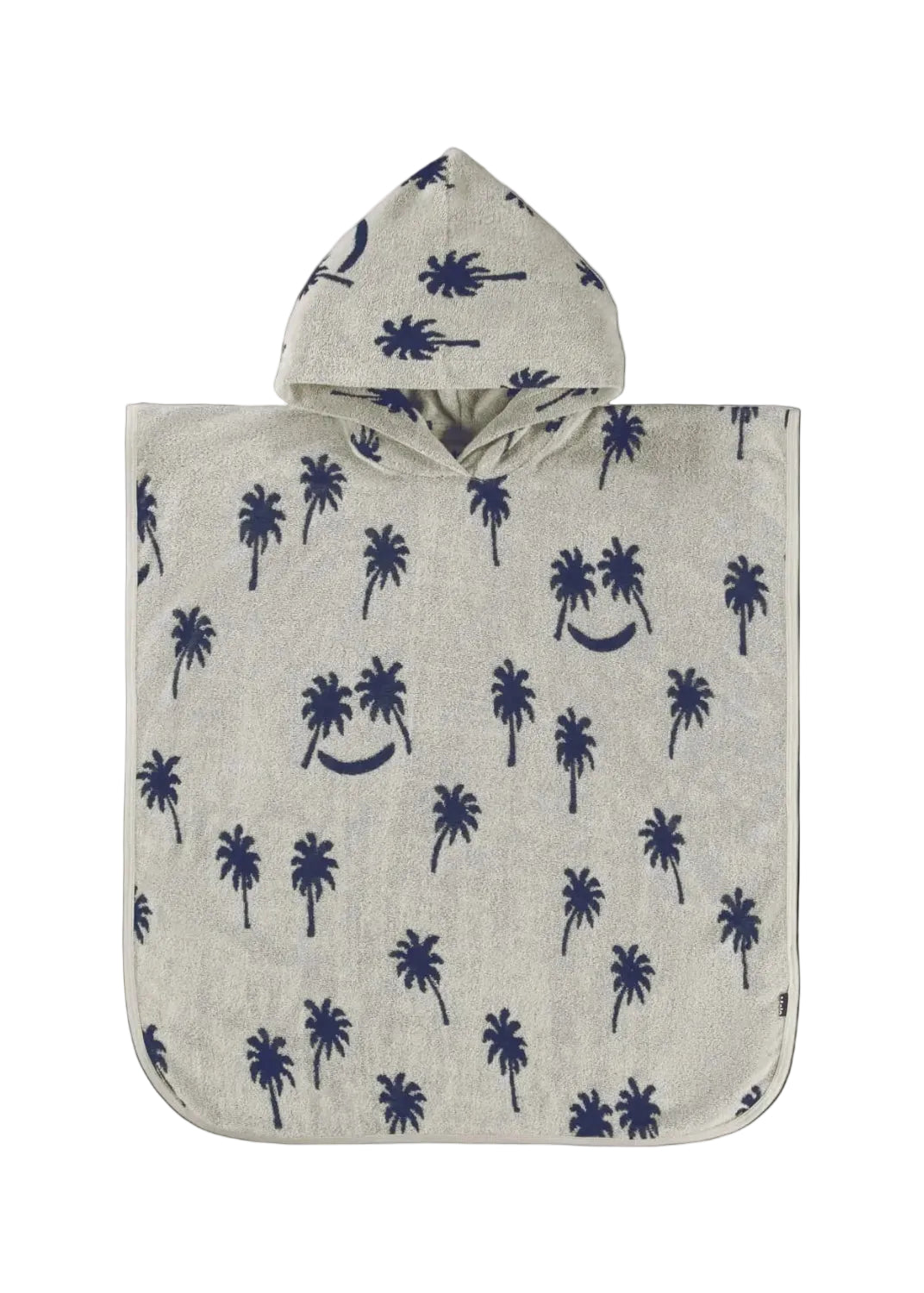 Hooded towel with palm tree pattern on a white background