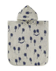Hooded towel with palm tree pattern on a white background