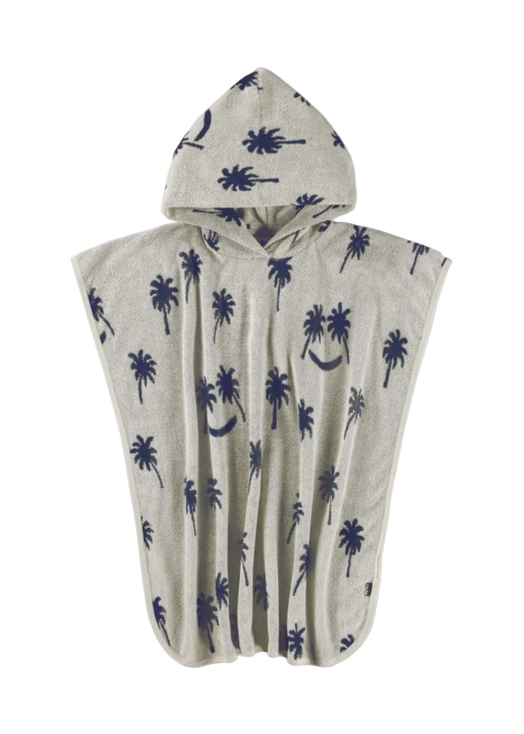 Hooded towel with palm tree pattern on a white background