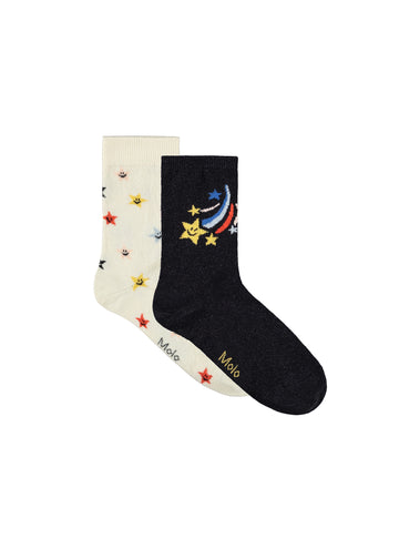 NOMI 2 PAIR SOCKS - BLACK