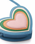 Heart-shaped bag with colorful rim on a white background