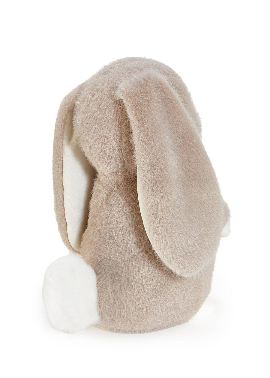 Beige plush bunny ear headband on a white background