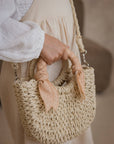 MINI STRAW BAG - BLUSH DOTS