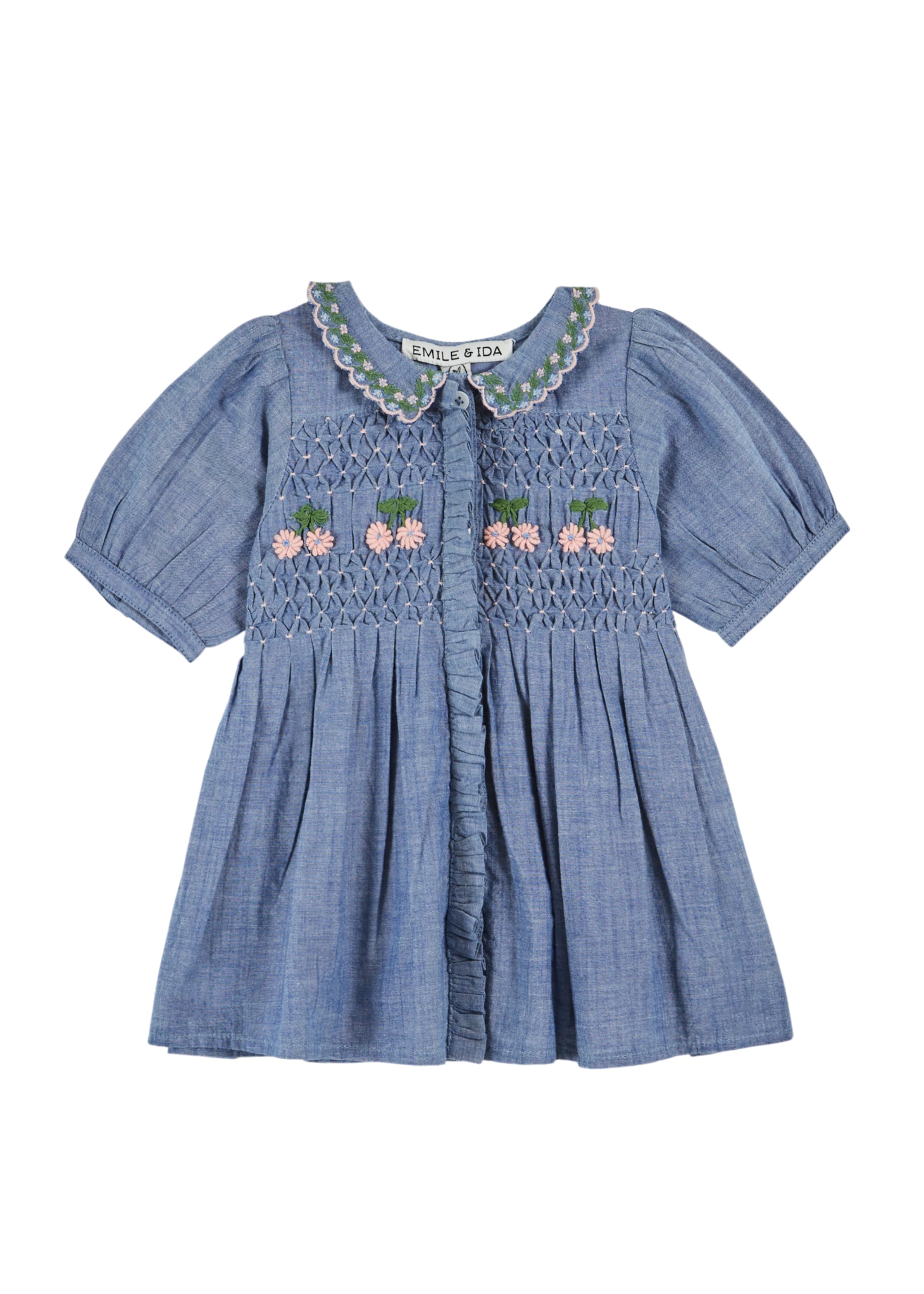 smocked chambray dress Kayleen Bodice Maxi Dress, Medium SMOCKED FRONT TIE PUFF SLEEVE