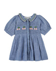 SMOCKED CHAMBRAY DRESS