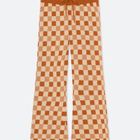 AMBER CHECK BELL BOTTOM KNIT PANT