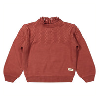 VALLON LATTICE SWEATER - RED MAROON