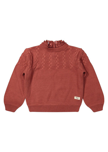 VALLON LATTICE SWEATER - RED MAROON