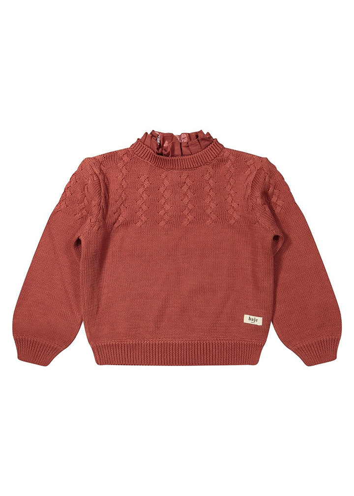 VALLON LATTICE SWEATER - RED MAROON