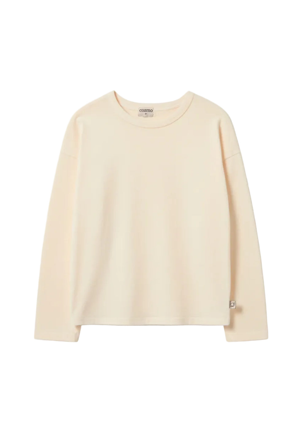Beige long-sleeve shirt on a light gray background
