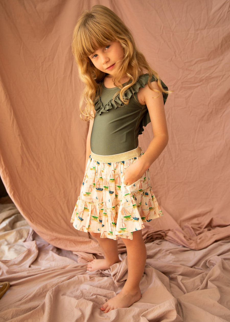 ROXETTE RUFFLE LEOTARD - MOSS