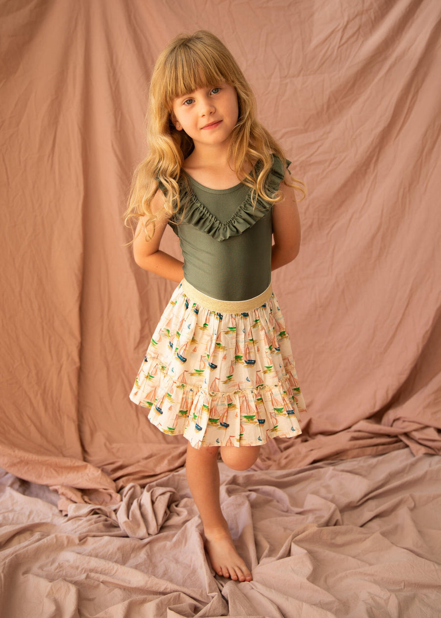 ROXETTE RUFFLE LEOTARD - MOSS