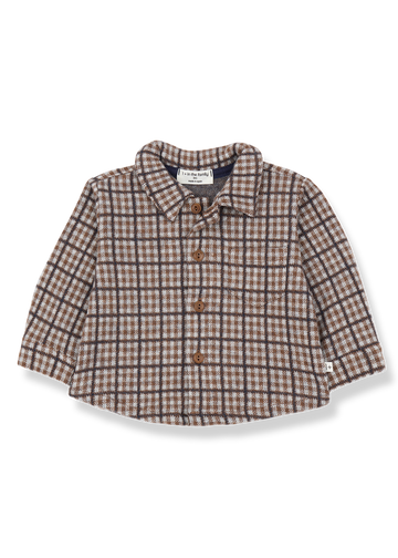 Plaid shirt with buttons on a white background