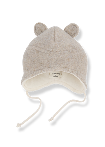 Baby hat with bear ears on a white background