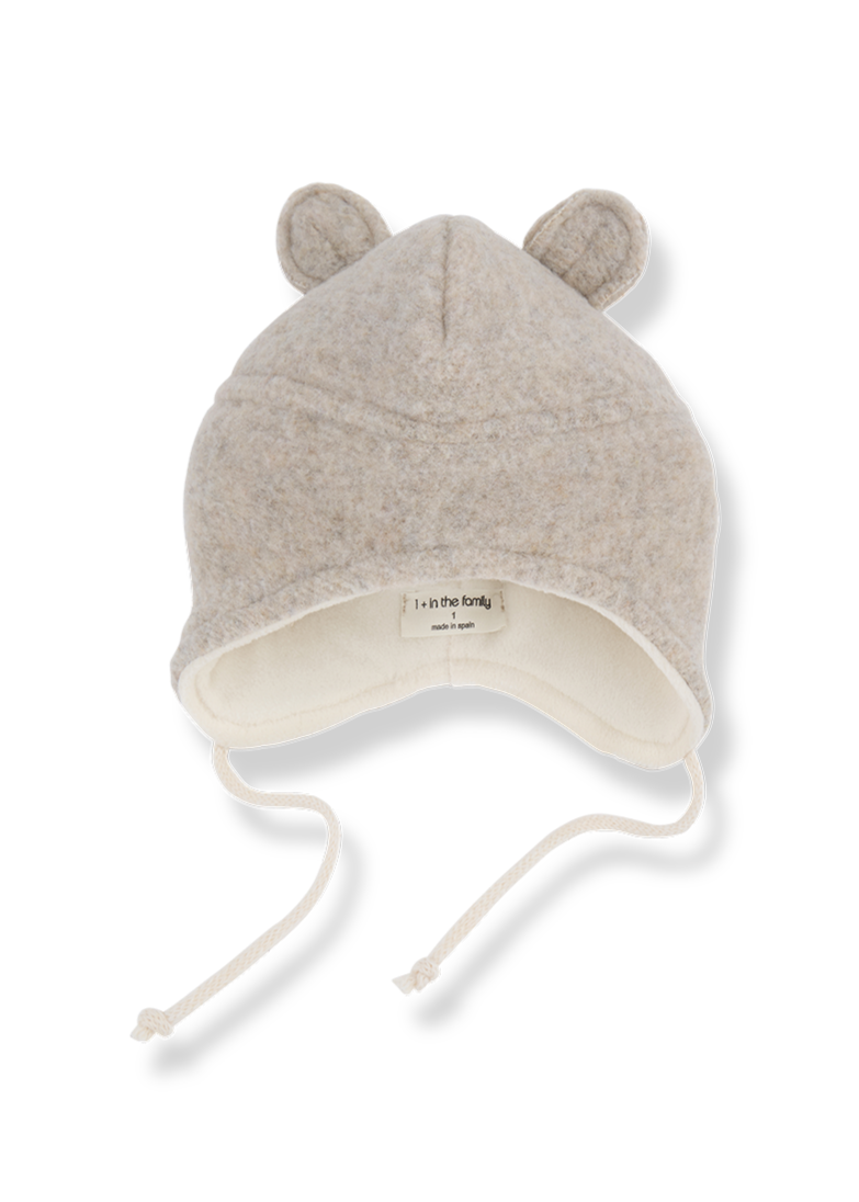 Baby hat with bear ears on a white background