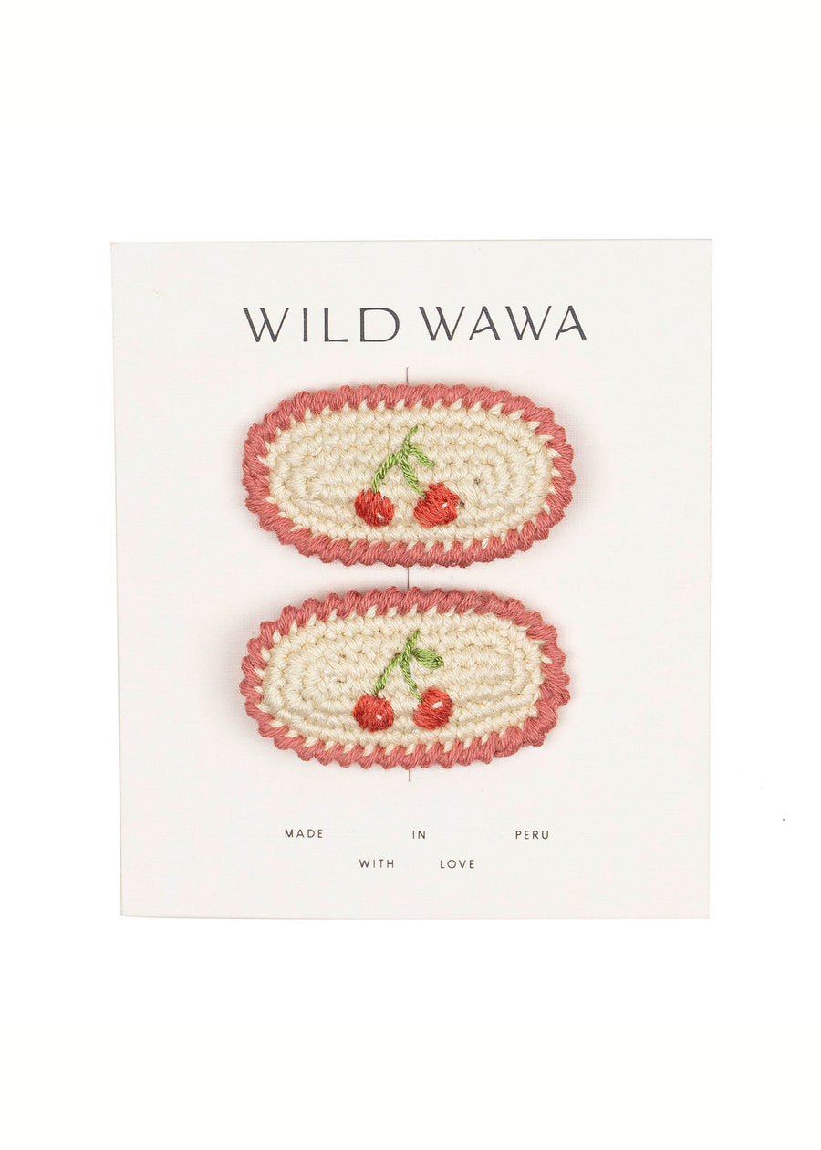 RED CHERRIES CROCHET CLIP SET