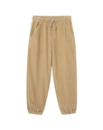 Beige corduroy pants on a white background
