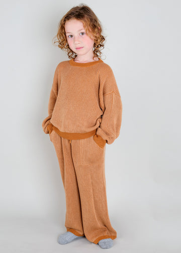 TWO TONE RIB KNIT SET - RUST