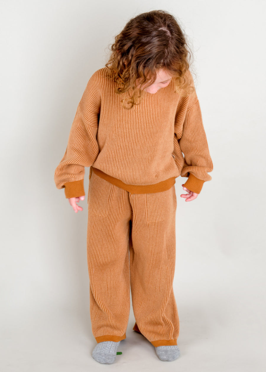 TWO TONE RIB KNIT SET - RUST