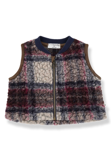 Plaid patterned vest on a white background