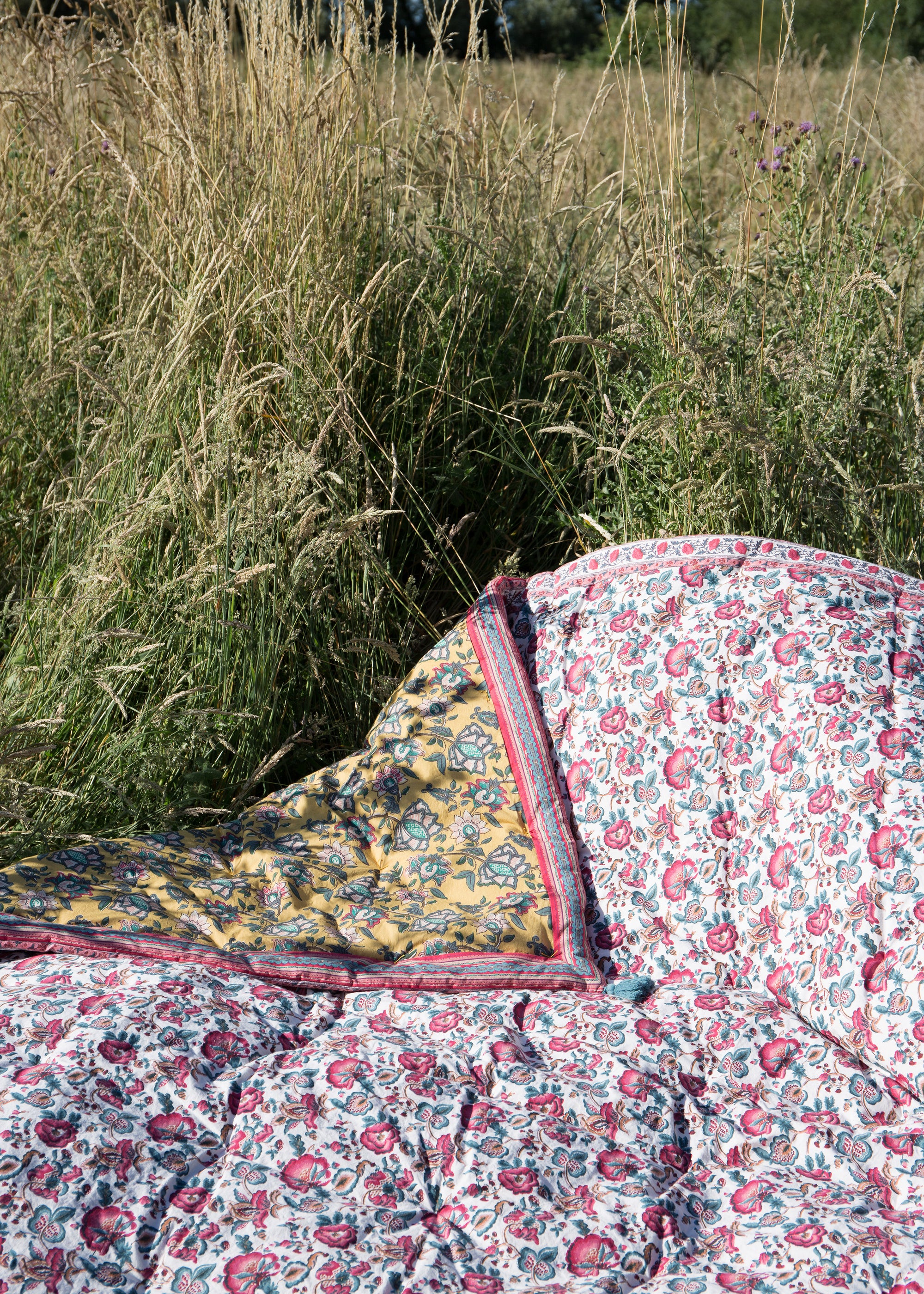 ENOHA PLAID - CREAM INDIAN FLOWERS