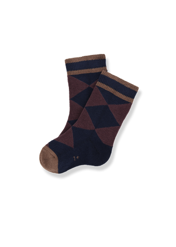 JEPPE ARGYLE SOCKS - DARK BLUE