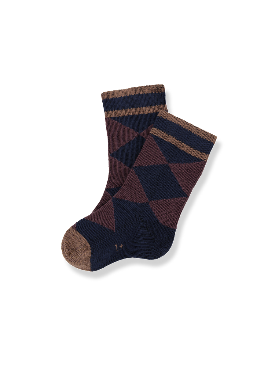 JEPPE ARGYLE SOCKS - DARK BLUE