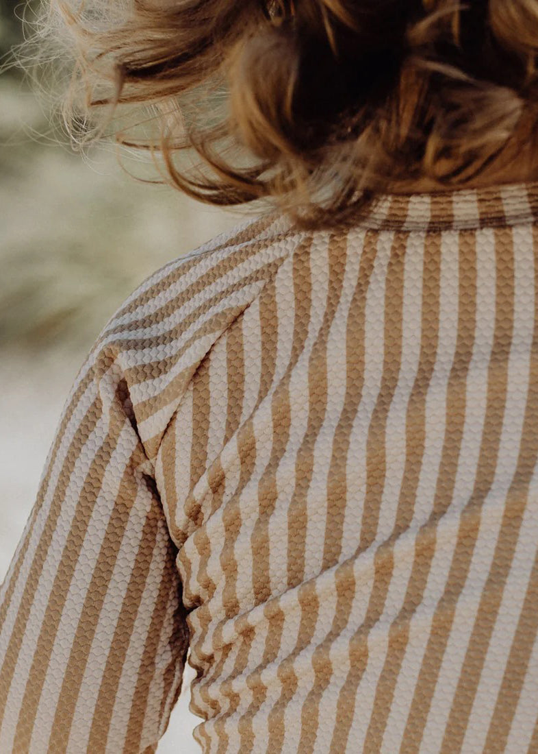 STRIPE RASHGUARD SWIMSUIT - HONEY