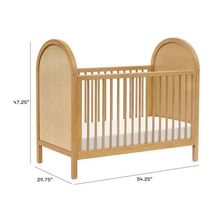 BONDI 3-IN-1 CONVERTIBLE CRIB WITH TODDER CONVERSION KIT - HONEY WITH NATURAL CANE
