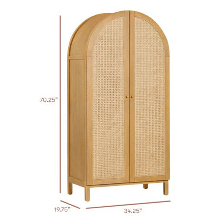 BONDI CANE ASSEMBLED ARMOIRE - HONEY