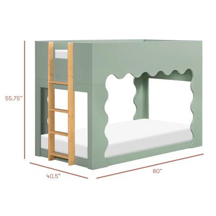 LIDO WAVE CONVERTIBLE BUNK BED - LIGHT SAGE/HONEY