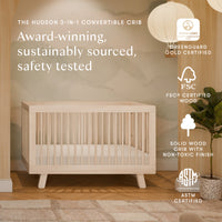 HUDSON 3-IN-1 CONVERTIBLE CRIB WITH TODDLER BED CONVERSION KIT - WASHED NATURAL
