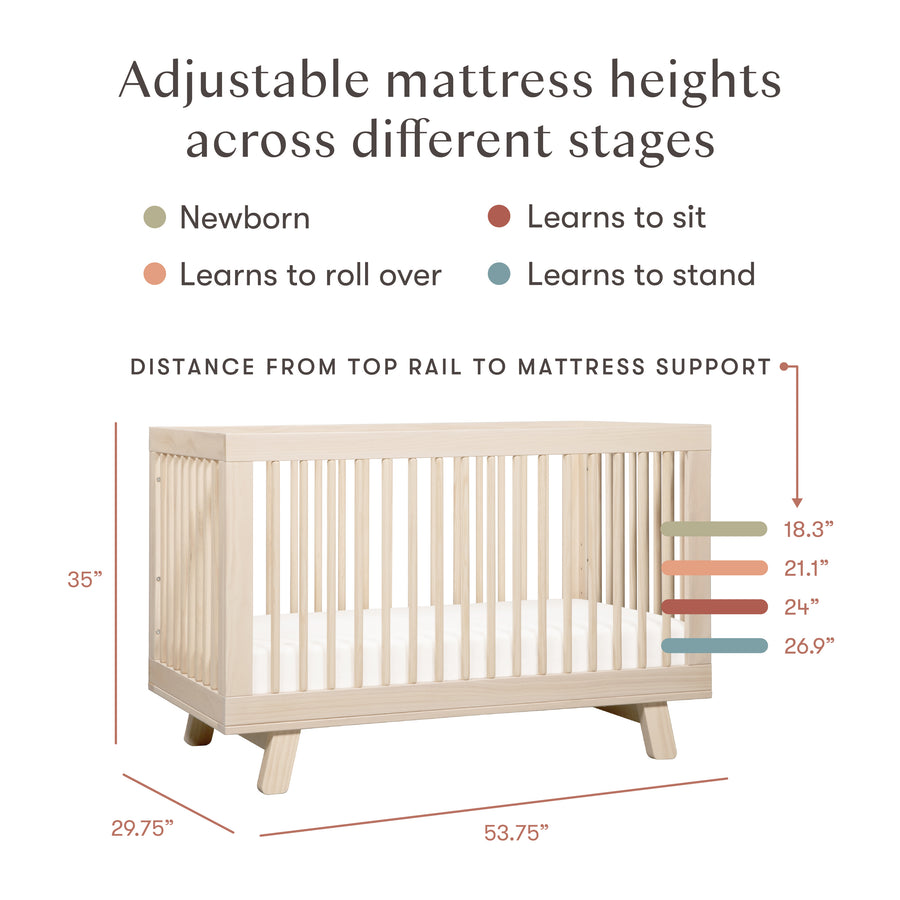 HUDSON 3-IN-1 CONVERTIBLE CRIB WITH TODDLER BED CONVERSION KIT - WASHED NATURAL