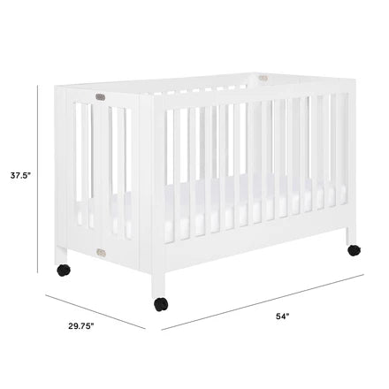 MAKI PORTABLE FOLDING CRIB WITH TODDLER BED CONVERSION KIT - WHITE
