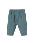 Blue baby pants on a light gray background