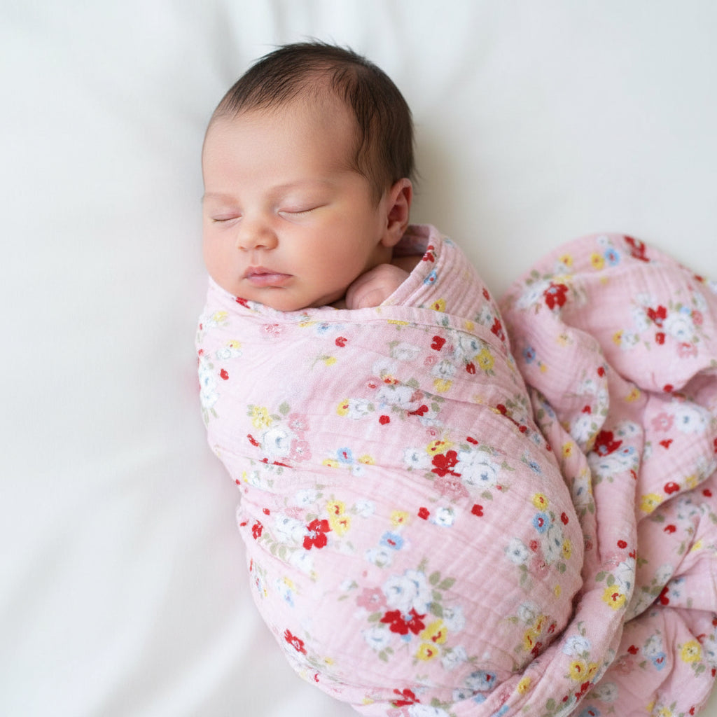 MUSLIN SWADDLE - VINTAGE ROSE