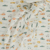 Baby blanket with car pattern on a white background