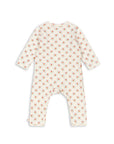 Baby onesie with a floral pattern on a white background
