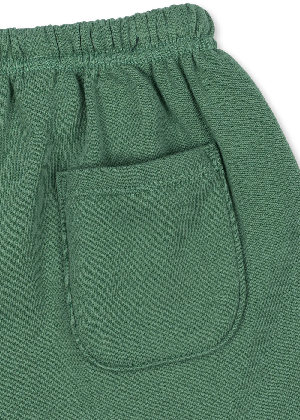 Green pants with a pocket on a white background
