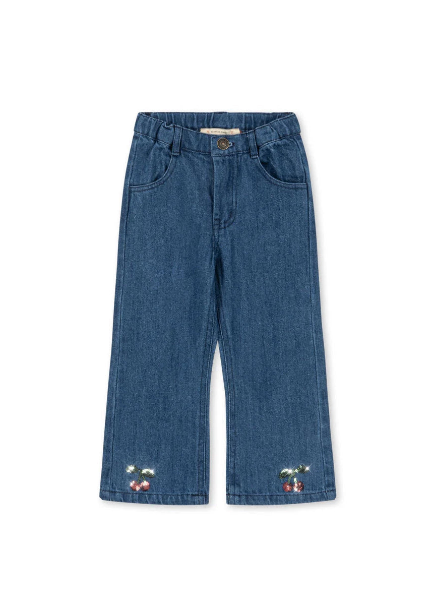 ELBA FLARED JEAN SEQUIN CHERRY
